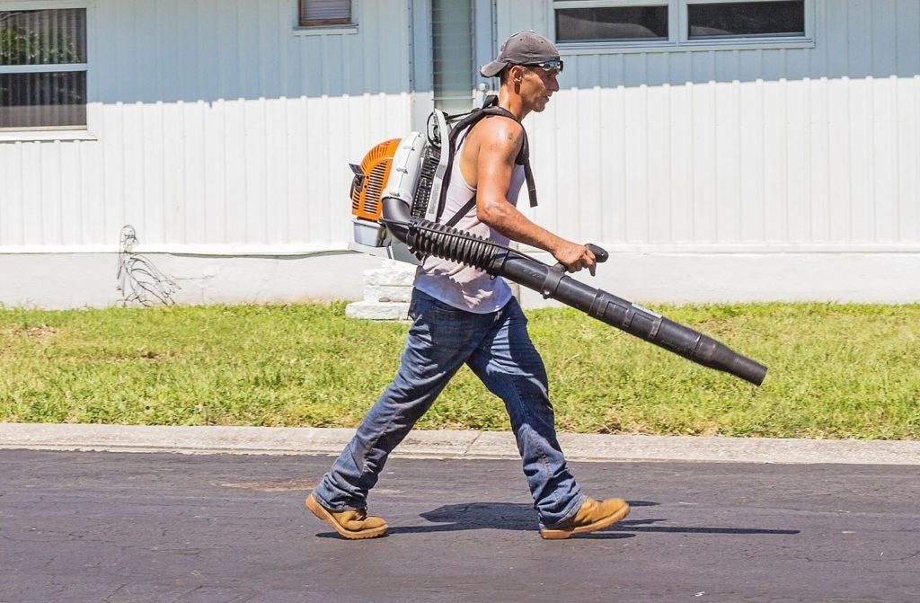 a leaf blower makes yard care easier
-