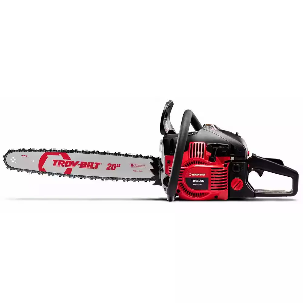 troy bilt gas chainsaw in profile