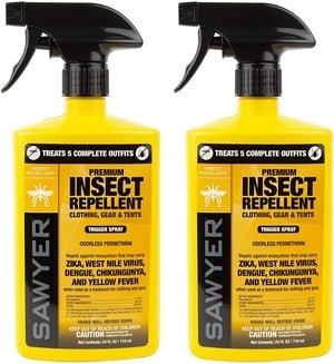 sawyer long-lasting permethrin based insect repellent for clothes, camping gear, and tens