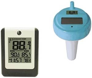 pool thermometer with 100 yard receiver for reading temperature from the house