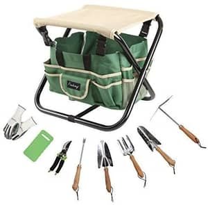 garden stool with tool set