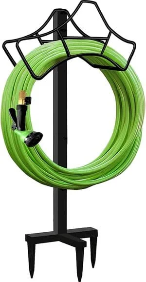 garbuildman hose holder with 3 spoke base and volcano-shaped top