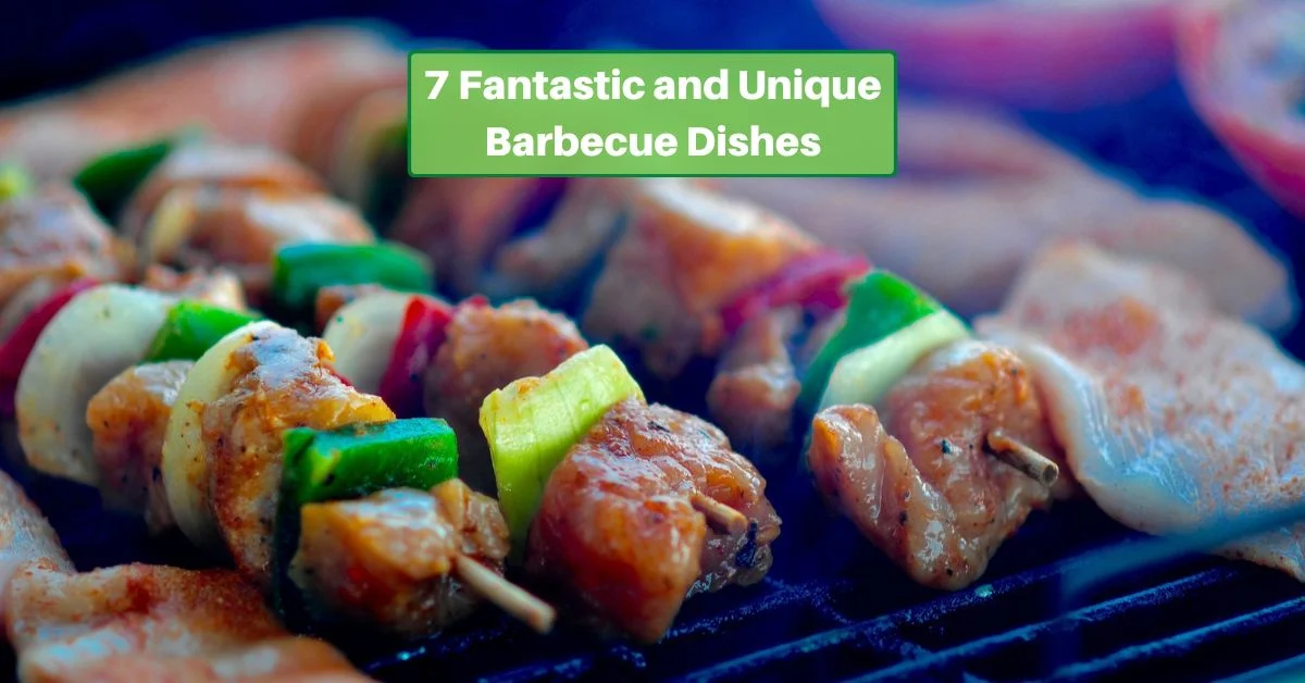 grilled meat and veggies on skewers